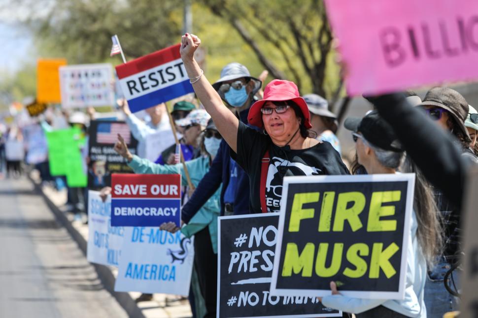 Free Image of Hands off protest against Donald Trump gathers crowd in the United States advocating for democracy 