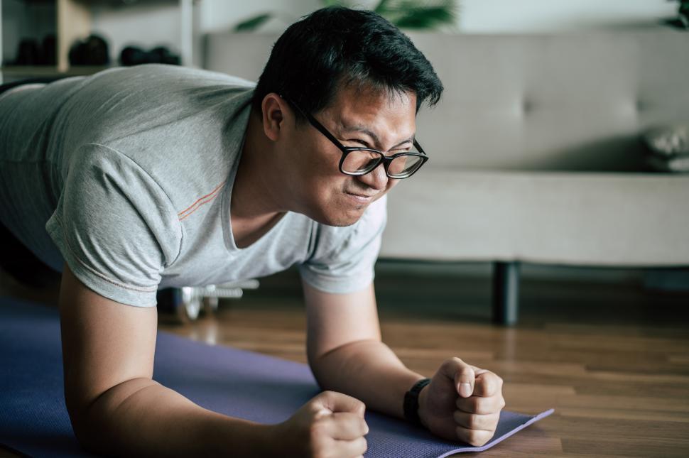Free Image of Young fat man exhausted down after workout 