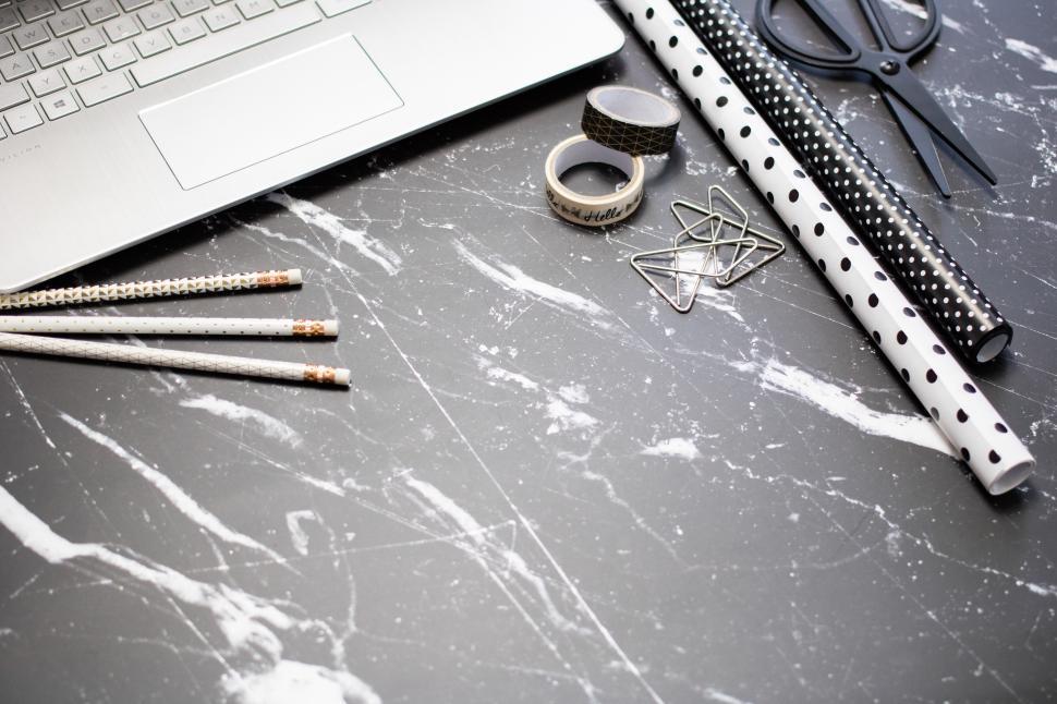 Free Image of Creative workspace with materials for gift wrapping 