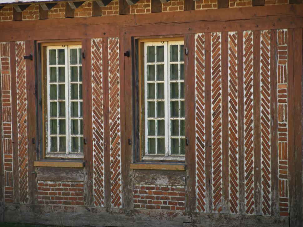 Free Stock Photo of Unique brick pattern on rustic building with ...