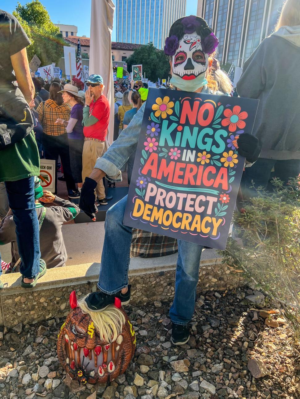 Free Image of No kings protest in America advocating for democracy and civic rights 