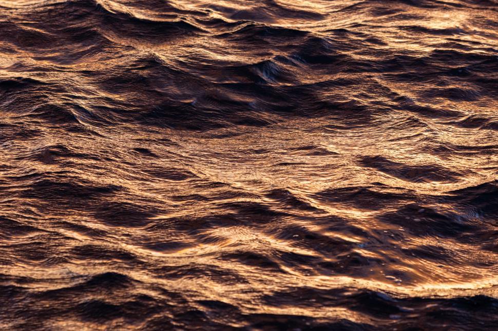 Free Image of Waves reflecting sunlight at sunset by the ocean shore 