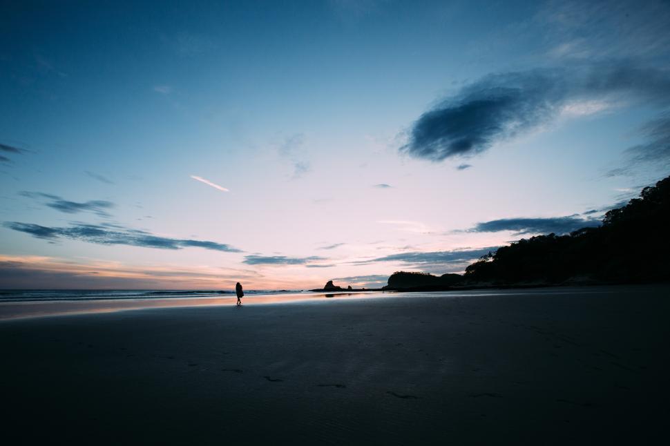 Free Image of Sunset beach stroll along the serene coastline 