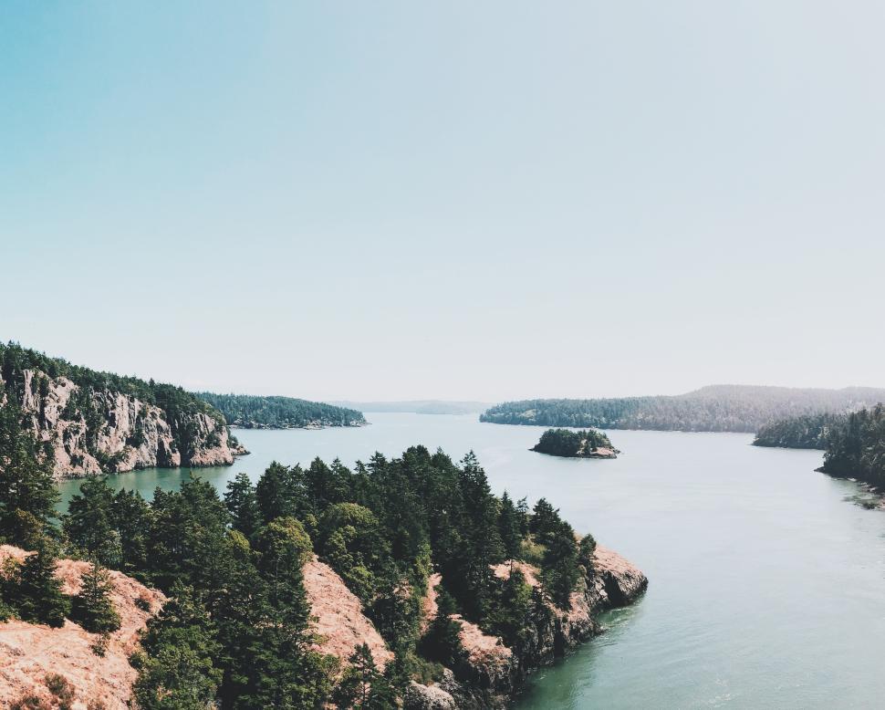 Free Image of Breathtaking view of a serene coastline at midday 