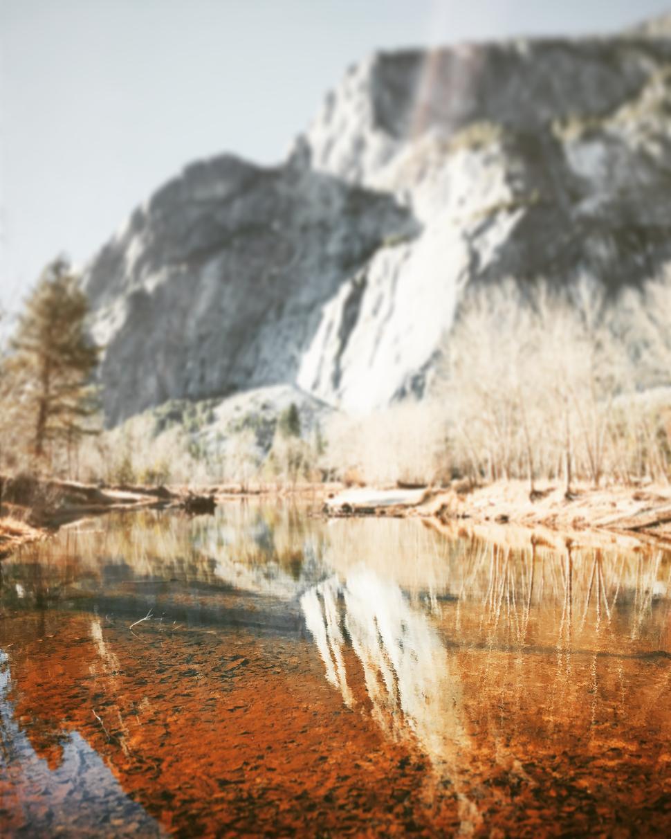 Free Image of Serene mountain reflection on a calm river 
