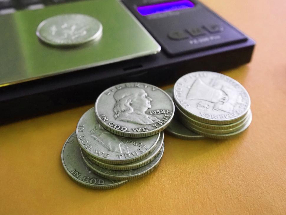 Free Image of Weighing Franklin Half Dollars 