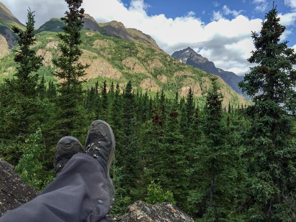 Free Image of Relaxing in nature with a view of mountains and trees 