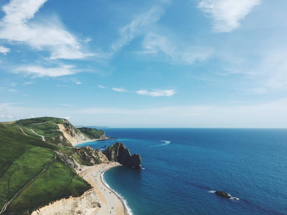 Free Image of Clear sky over Chaldon Herring s coastal landscape 
