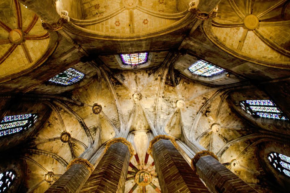 Free Image of Exploring intricate architecture of Basilica de Santa Maria del Mar in Barcelona, Spain. 