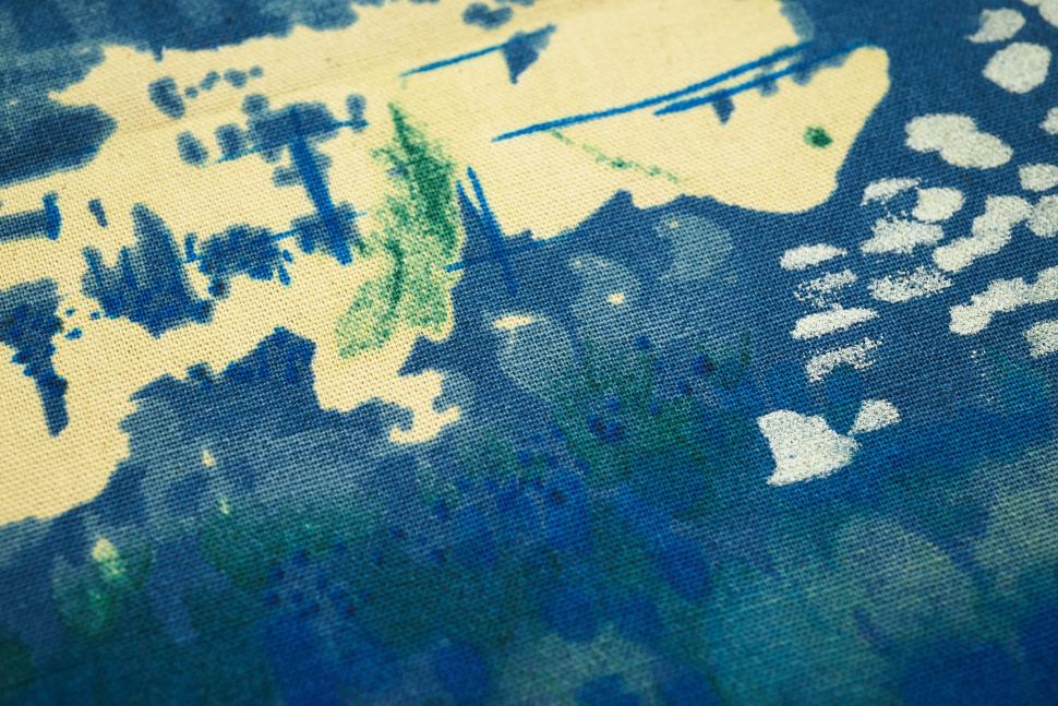 Free Image of Colorful fabric pattern showing abstract design in shades of blue and cream 