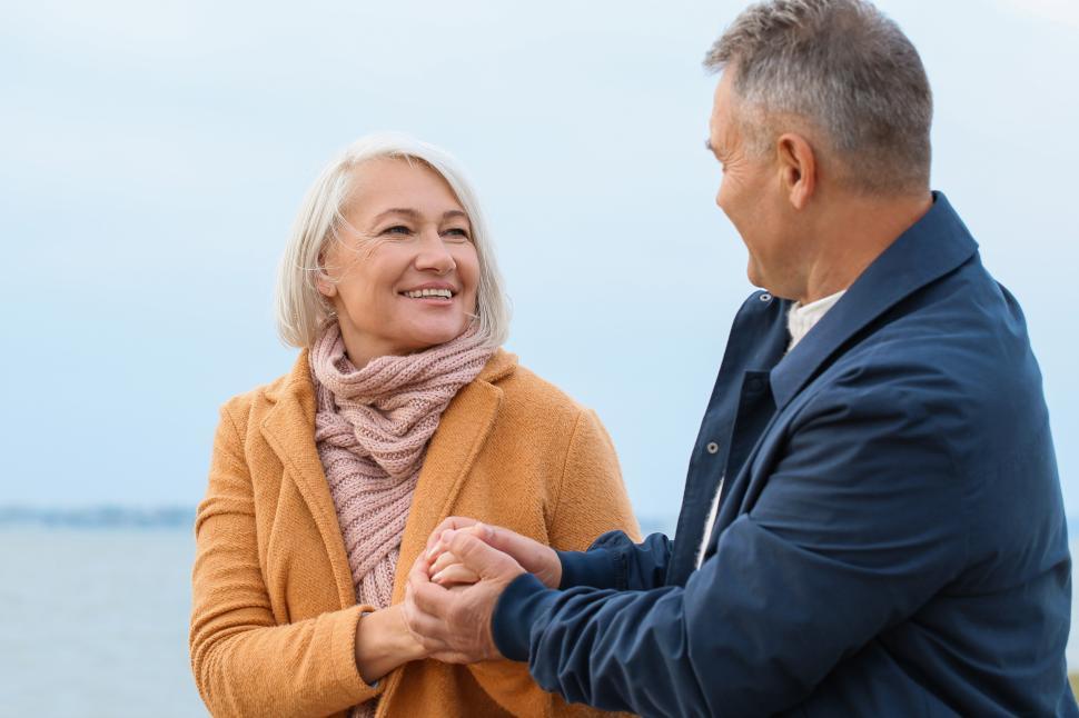 Free Image of Elderly couple enjoying time together by the water 