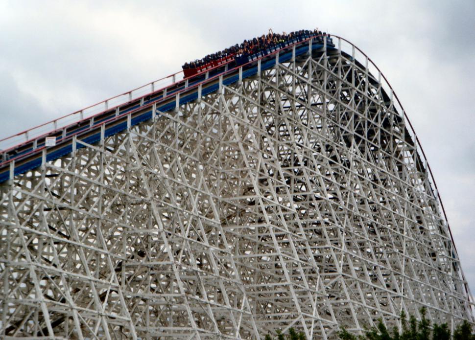 Free Stock Photo of Double wide roller coaster dual tracks Download
