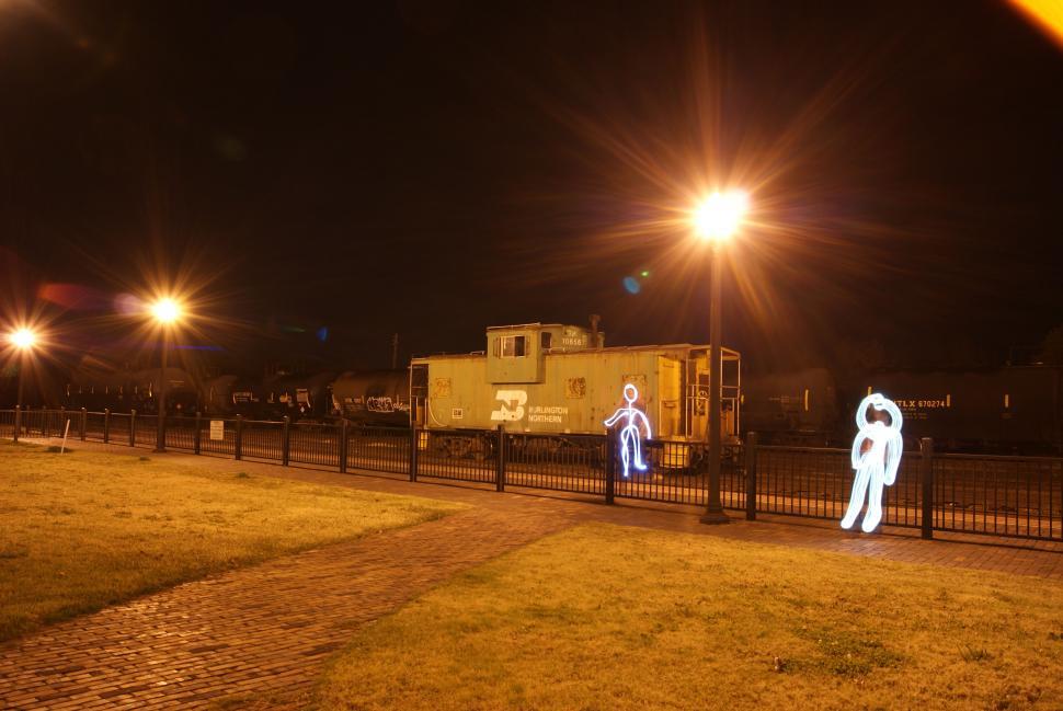 Free Image of Stick Figures painting with light photography 