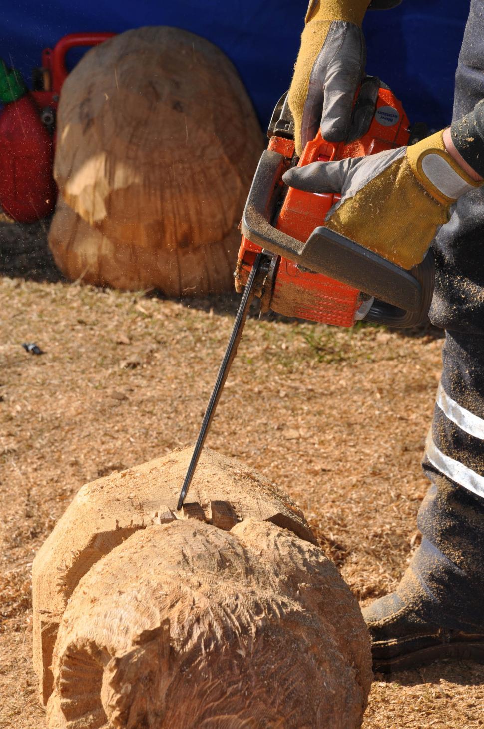 Free Image of Craftsman is working with chainsaw 