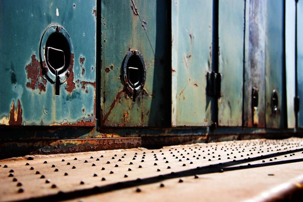 Free Image of Row of Blue Lockers in a School Corridor 