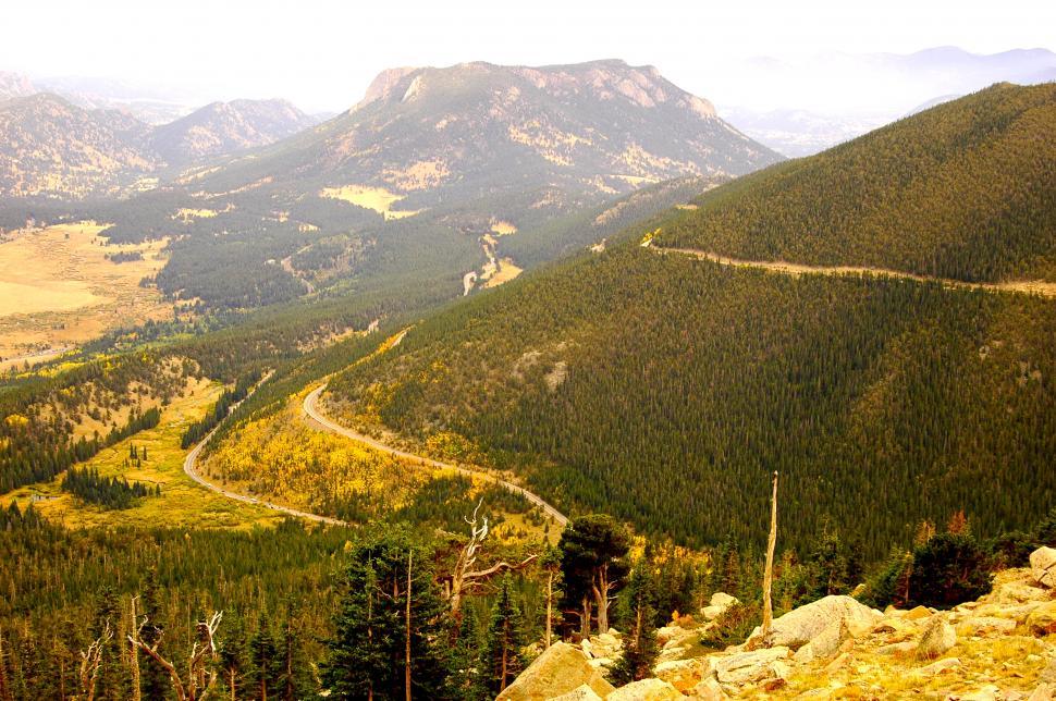 Free Image of Mountain Road Pass Winds Up Autumn Foliage 