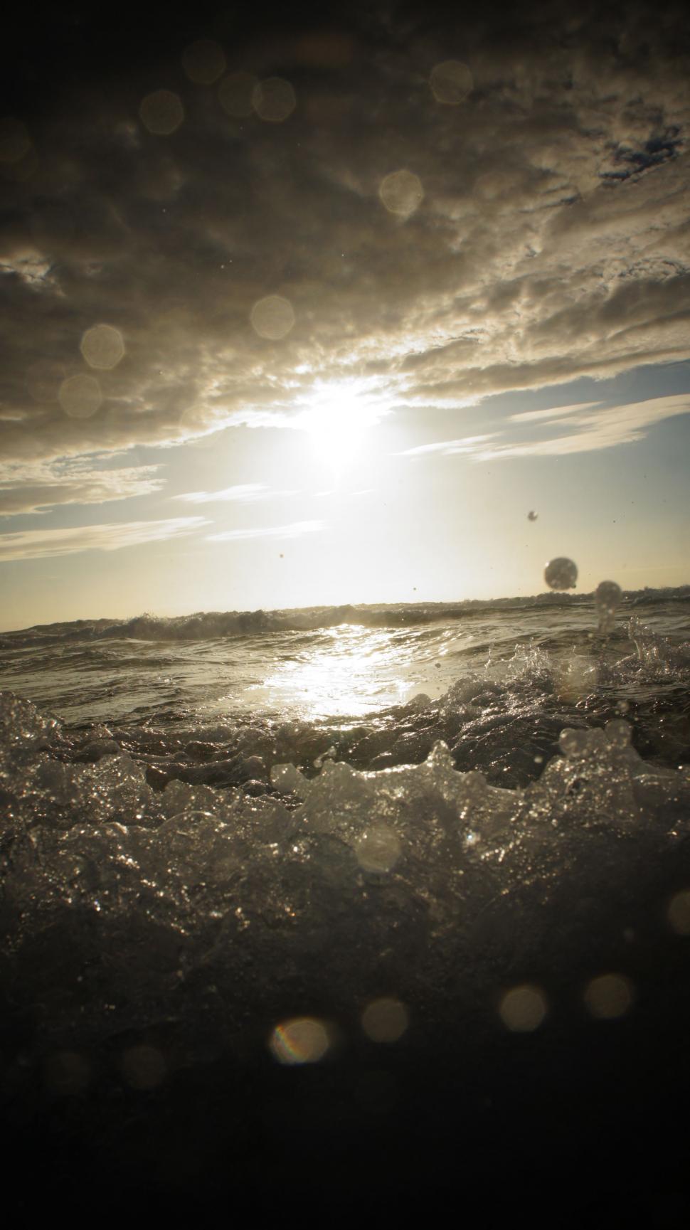 Free Image of Crashing Surf Sunset 