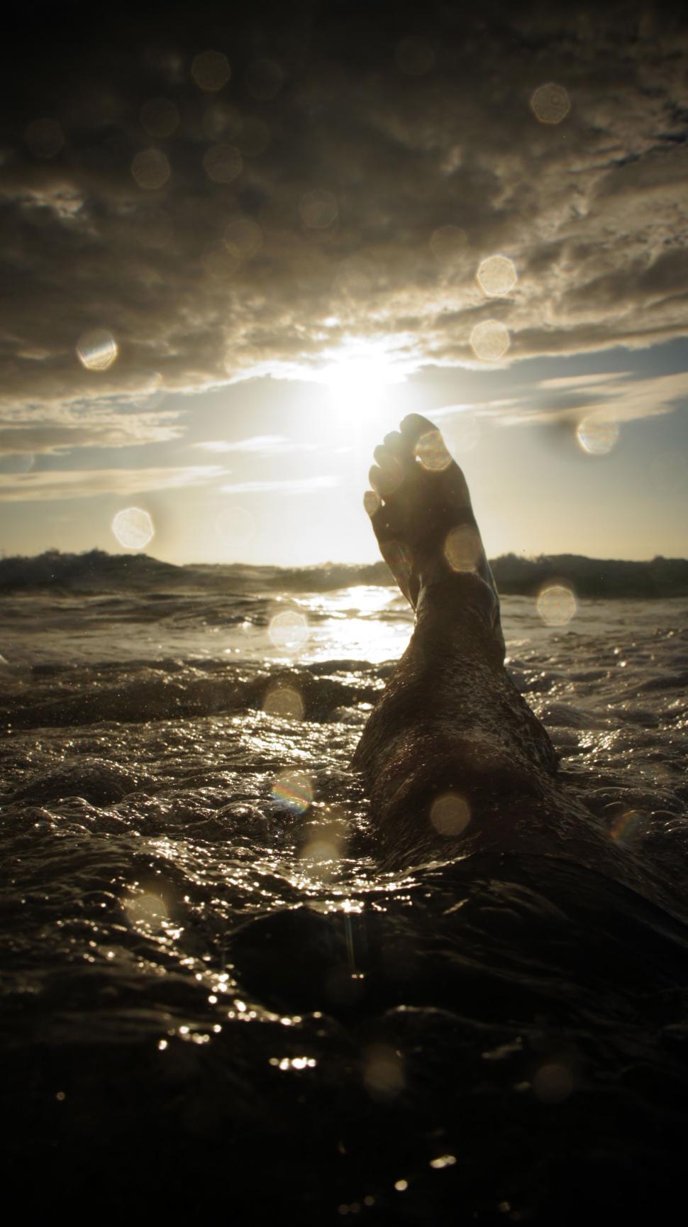 Free Image of Crashing Surf Sunset 