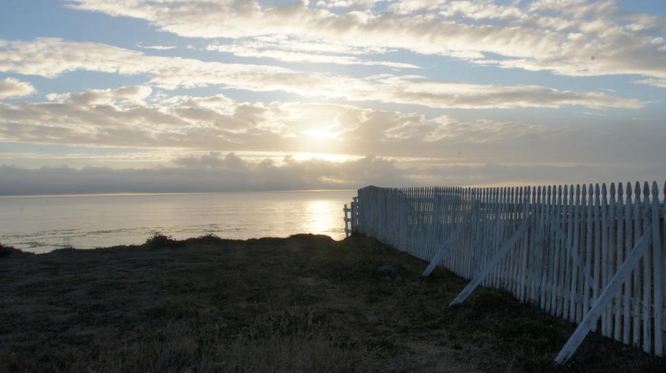 Free Image of White Picket Fence Sunset 