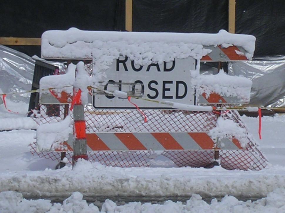 Free Stock Photo of Snow covered road closed sign | Download Free Images  and Free Illustrations