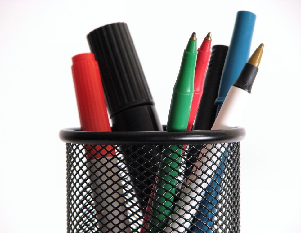 colored markers isolated, Stock image