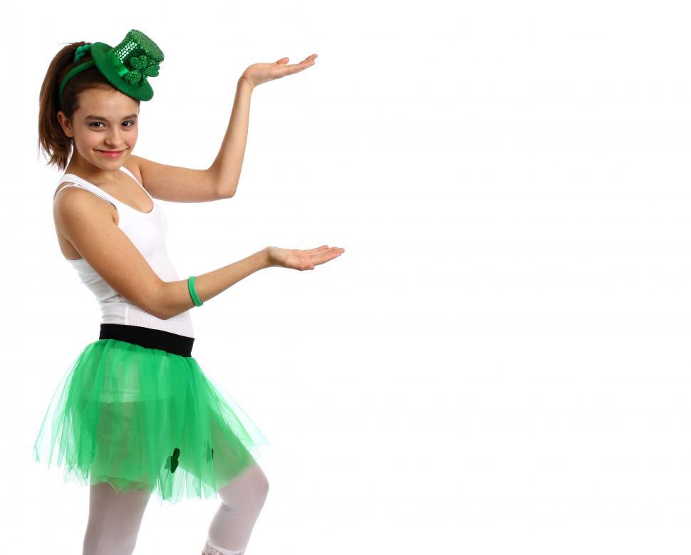 Free Image of A cute young girl dressed for Saint Patricks Day 