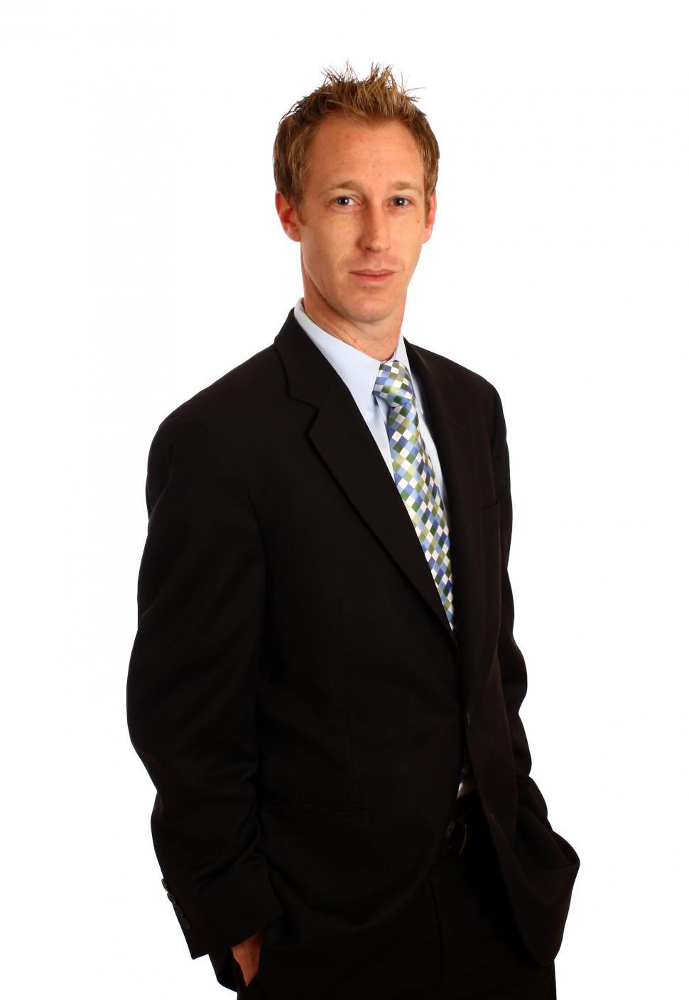 man in suit white background