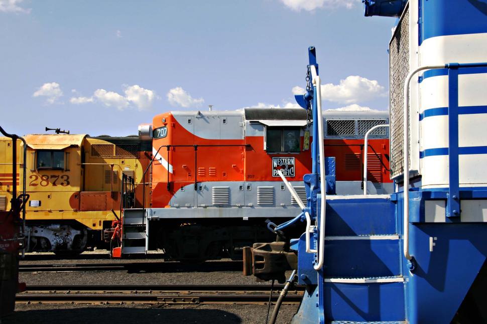 Free Stock Photo of Group of Trains Parked on Train Tracks | Download ...