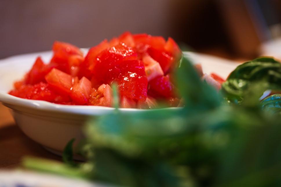 diced tomatoes in a bowl