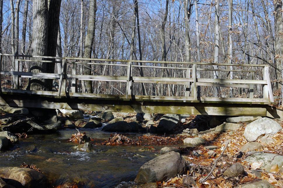 Beautiful Wooden Bridge With Stream