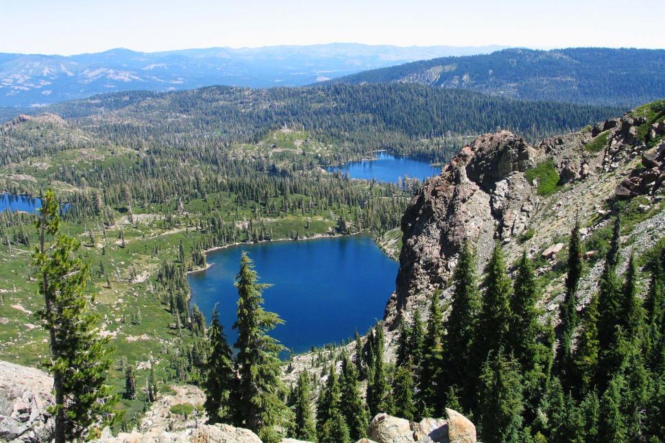 Free Stock Photo of pines rock boulder forest trees lake pond water ...