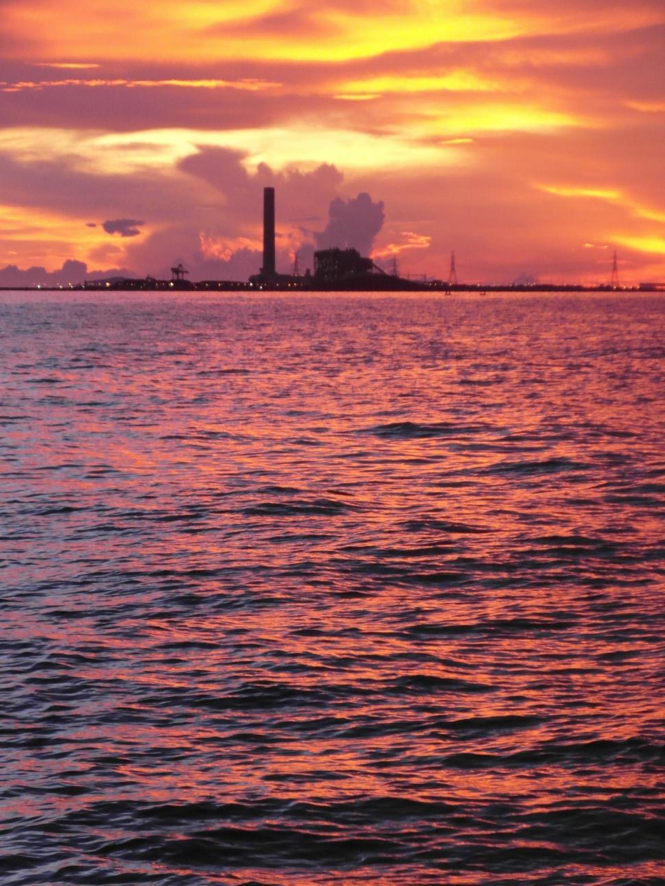 Free Image of Oil Terminal at Sunset 