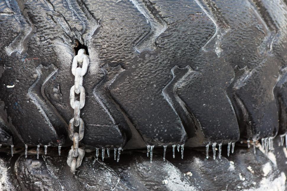 Free Image of Old Tire with Chain 