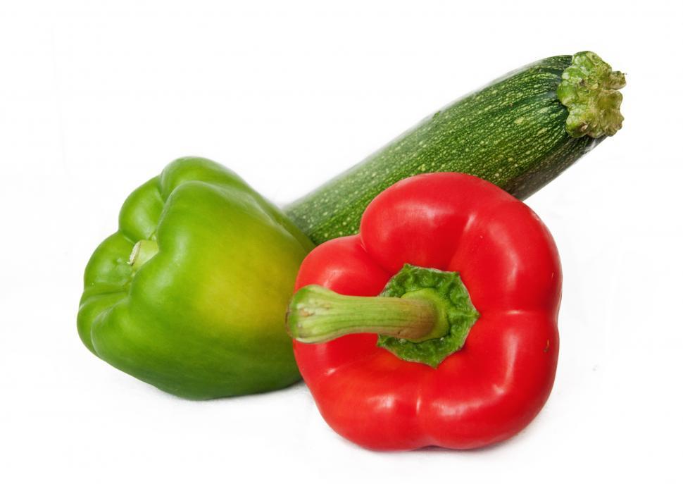 Free Image of peppers and zucchini isolated on a white  