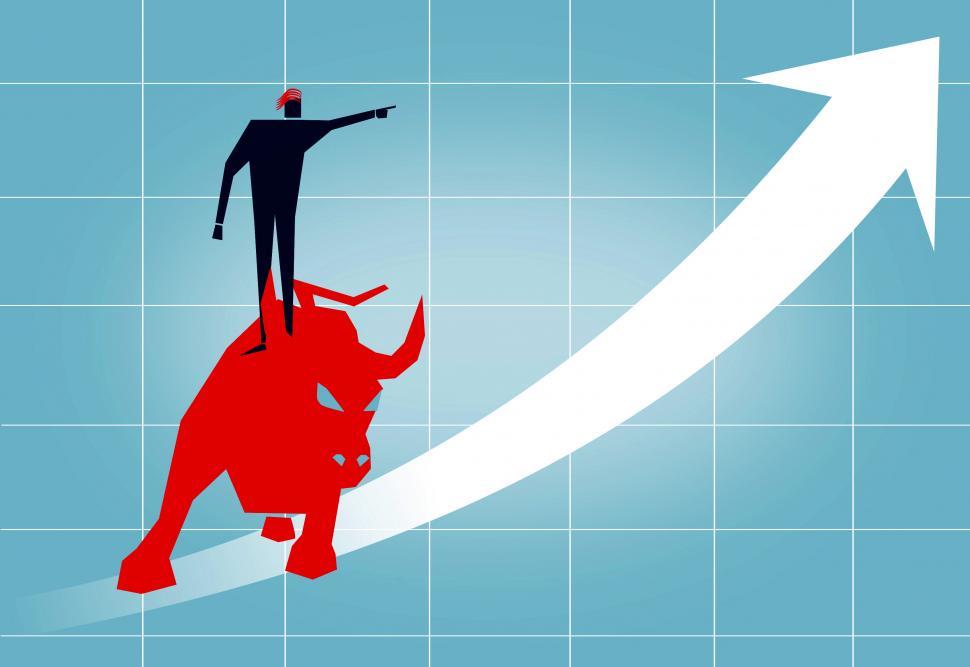 Free Image of Riding the Wall Street Bull - Arrow Up 
