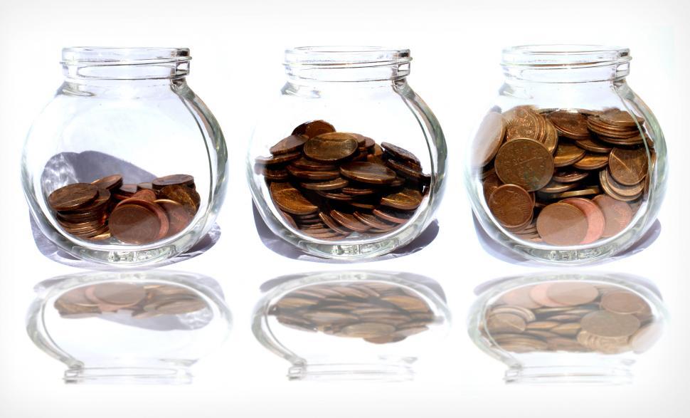 Coins in the jar as savings