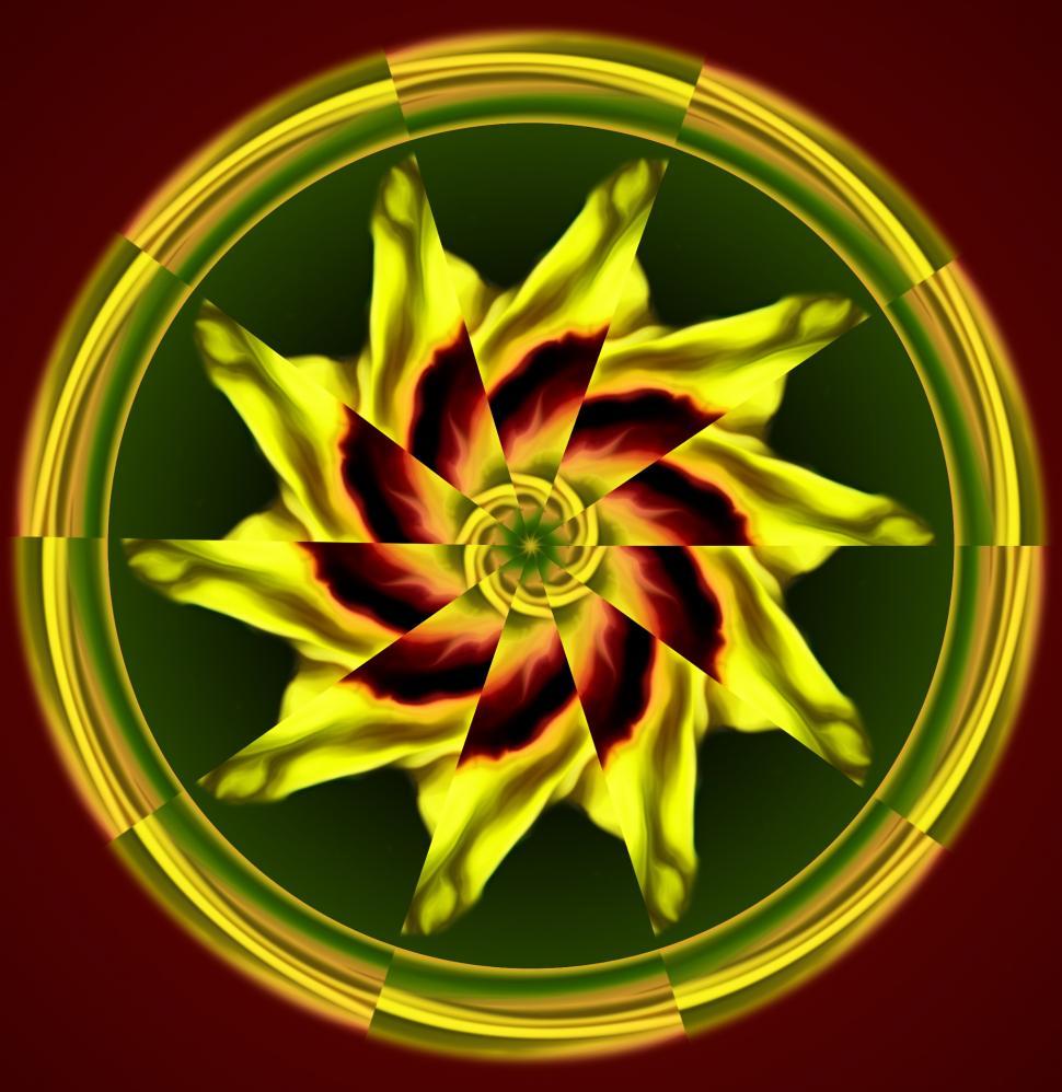 Free Image of Red and Yellow Kaleidoscope Design  