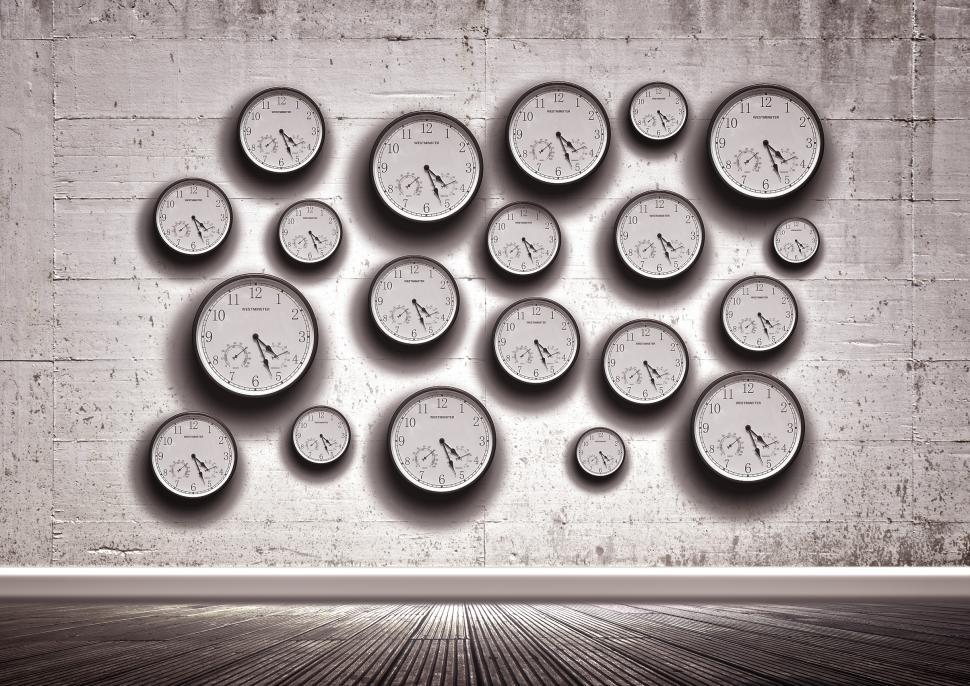 Free Stock Photo of Clocks in the wall Time concept Download Free