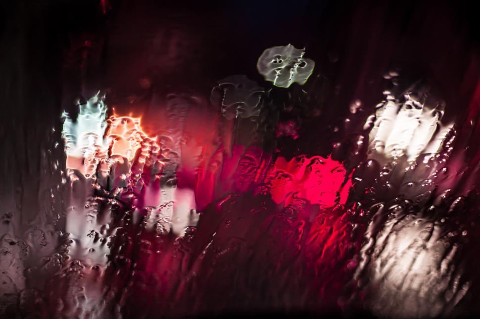 Free Image of Drops of rain water on glass  