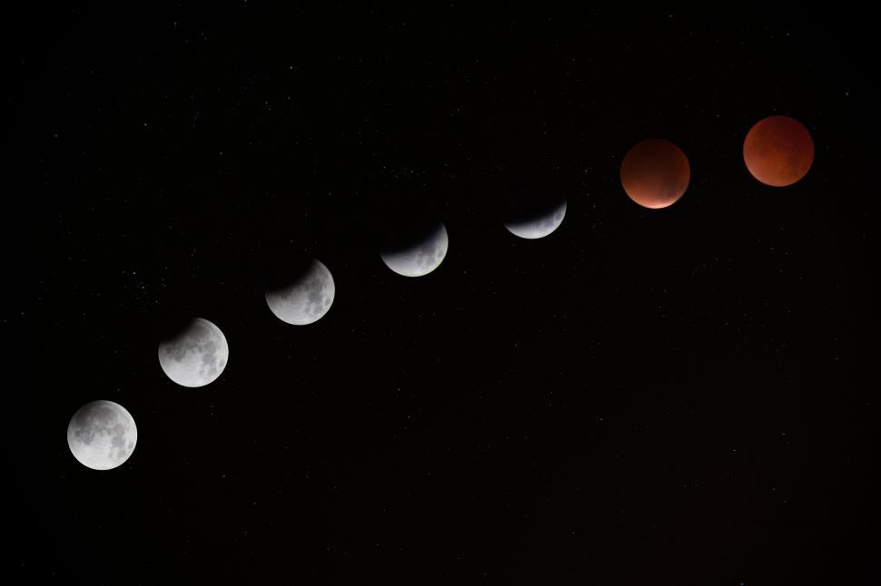 Free Stock Photo of Row of Phases of the Moon in Dark Sky | Download ...