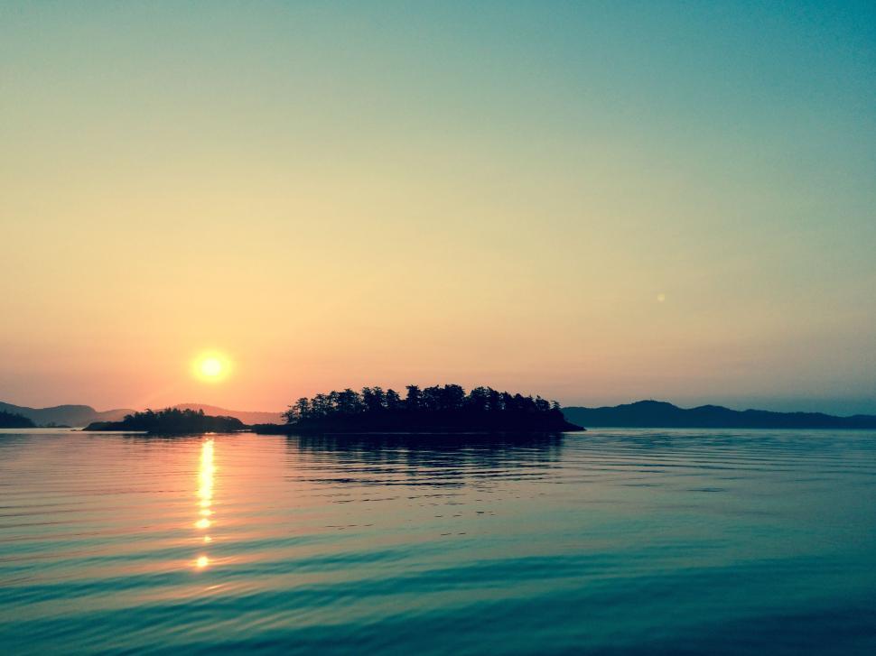 Free Image of Small Island in Middle of Lake 