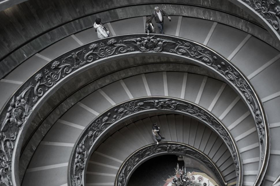 Free Image of A Monochrome Spiral Staircase 