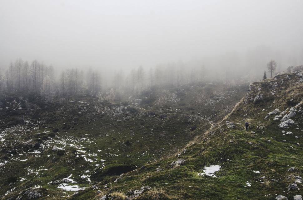 Free Stock Photo of Snow-Covered Hill With Trees in Background ...