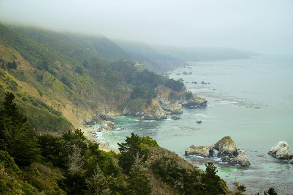 Free Stock Photo of Scenic View of Ocean From Hill | Download Free ...