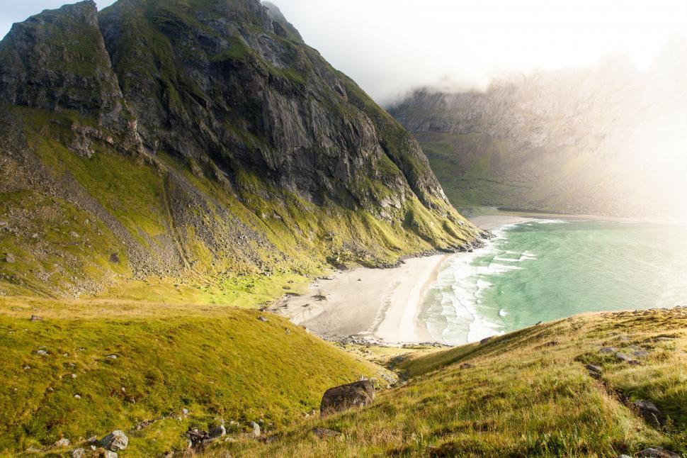 Free Image of Mountain With Central Body of Water 