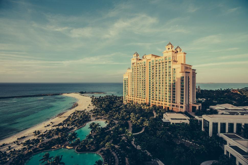 Free Image of Aerial View of Hotel by the Ocean 