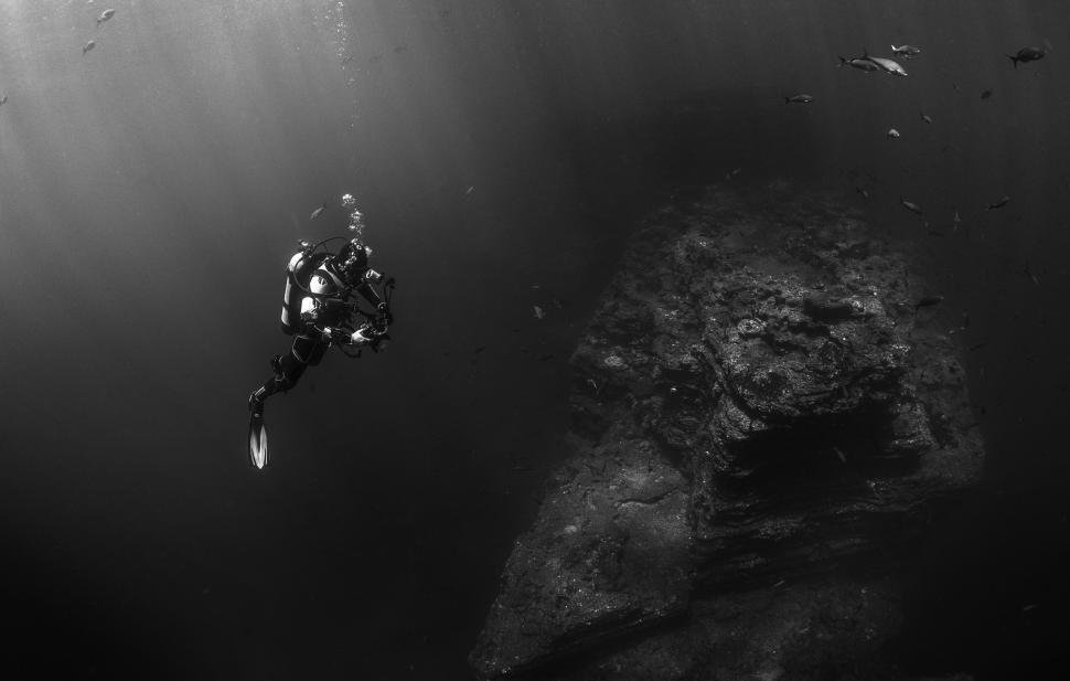 Free Image of Person Swimming Near Rock 