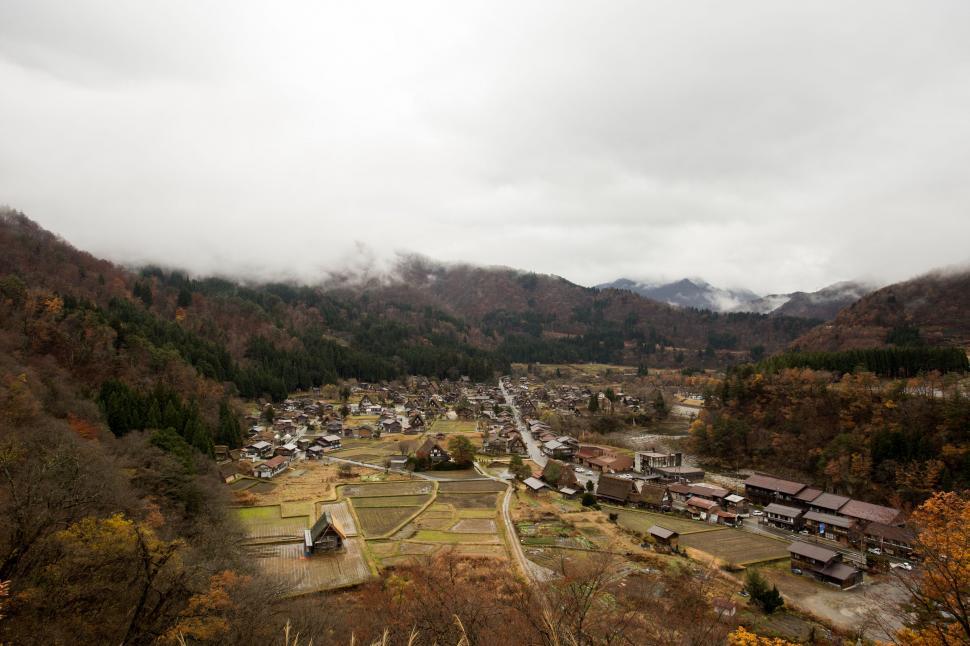 Free Image of Aerial View of a Village in the Mountains 