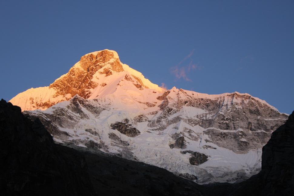 Free Image of Snow Covered Mountain Under Blue Sky 