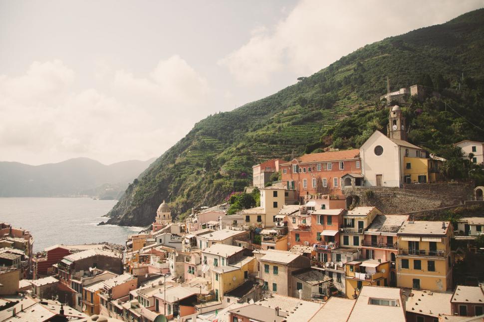 Free Image of Village Perched on Mountain Side 